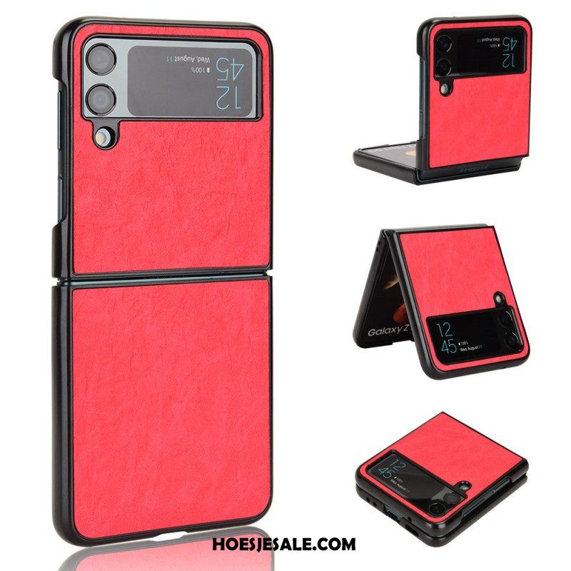 Hoesje voor Samsung Galaxy Z Flip 4 Folio-hoesje Leereffect Zachtheid