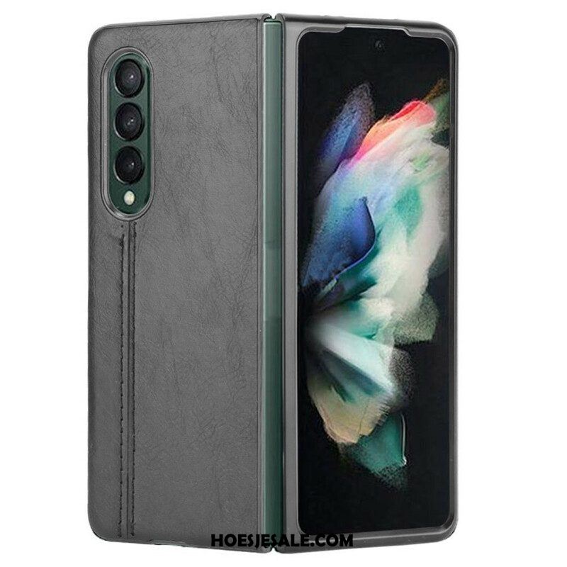 Hoesje voor Samsung Galaxy Z Fold 3 5G Couture-leereffect