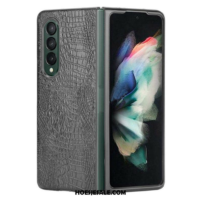 Hoesje voor Samsung Galaxy Z Fold 3 5G Imitatie Krokodillenleer