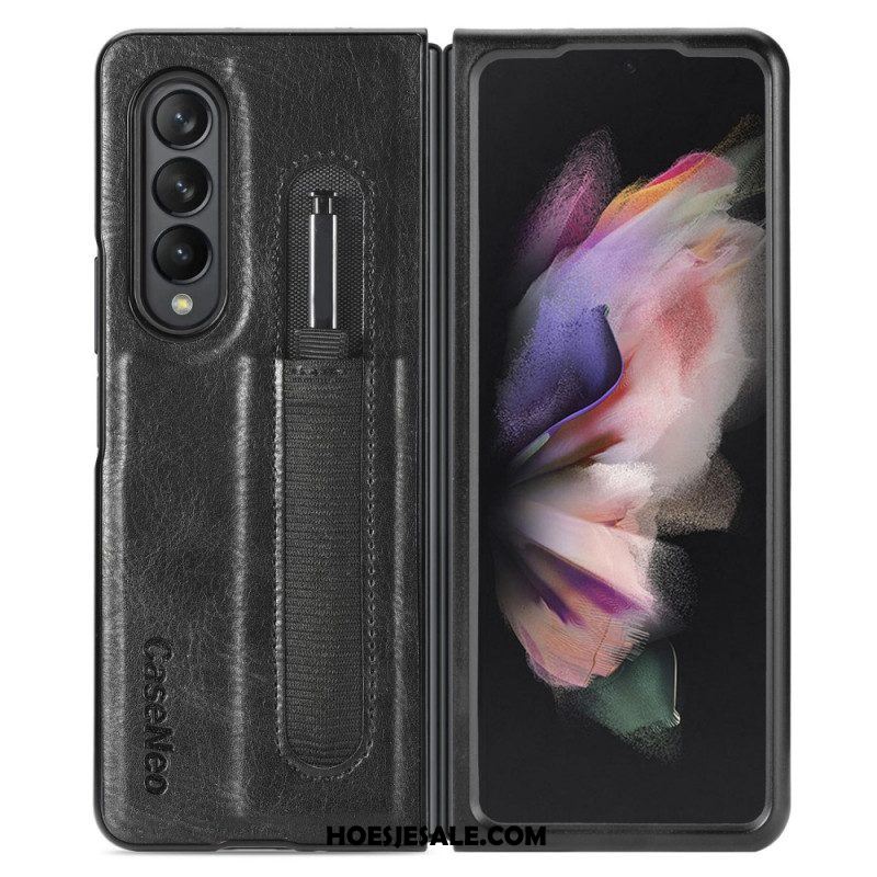 Hoesje voor Samsung Galaxy Z Fold 3 5G Stijl Lederen Stylus Houder Caseneo