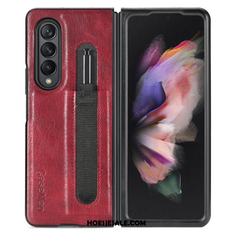 Hoesje voor Samsung Galaxy Z Fold 3 5G Stijl Lederen Stylus Houder Caseneo