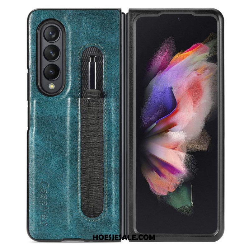 Hoesje voor Samsung Galaxy Z Fold 3 5G Stijl Lederen Stylus Houder Caseneo