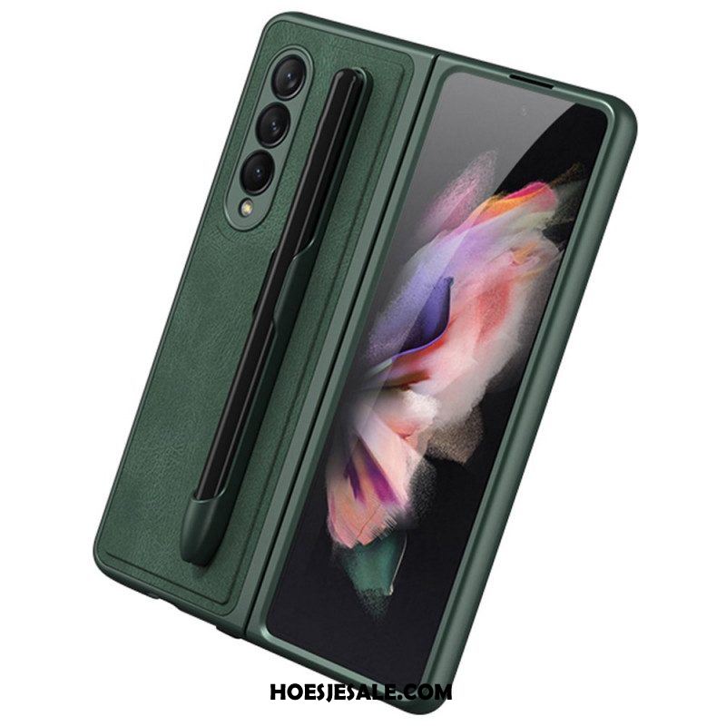 Hoesje voor Samsung Galaxy Z Fold 3 5G Stylushouder Met Leereffect Gkk