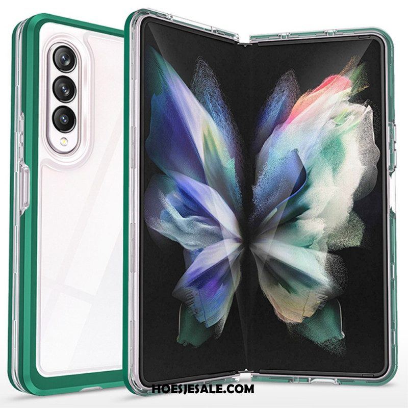 Hoesje voor Samsung Galaxy Z Fold 3 5G Transparante Hybride Gekleurde Randen