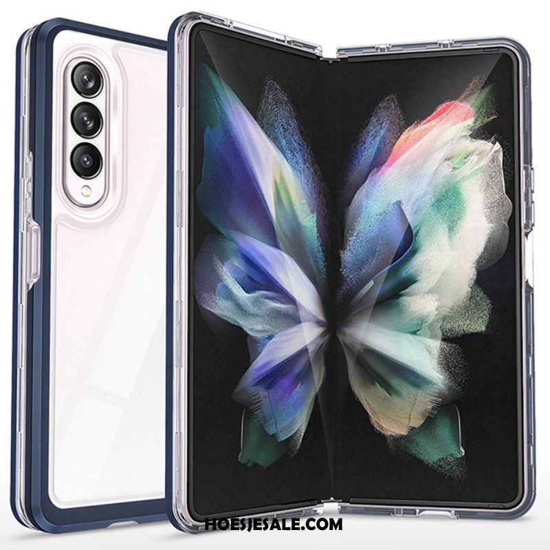 Hoesje voor Samsung Galaxy Z Fold 3 5G Transparante Hybride Gekleurde Randen