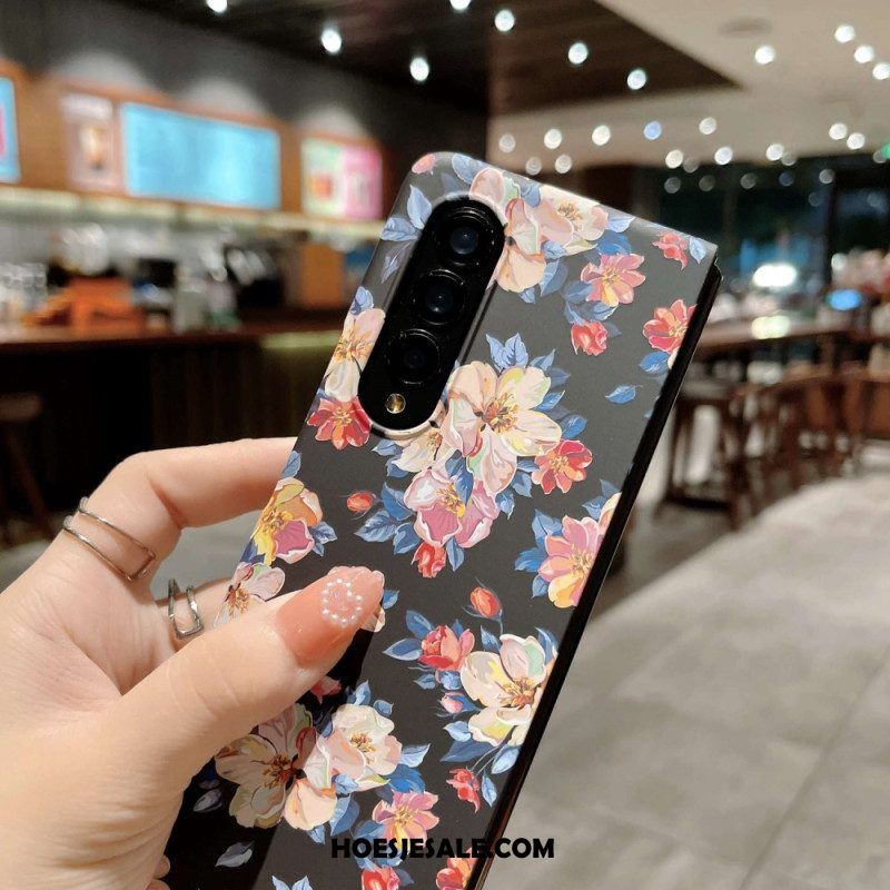 Hoesje voor Samsung Galaxy Z Fold 4 Bloemen Behang