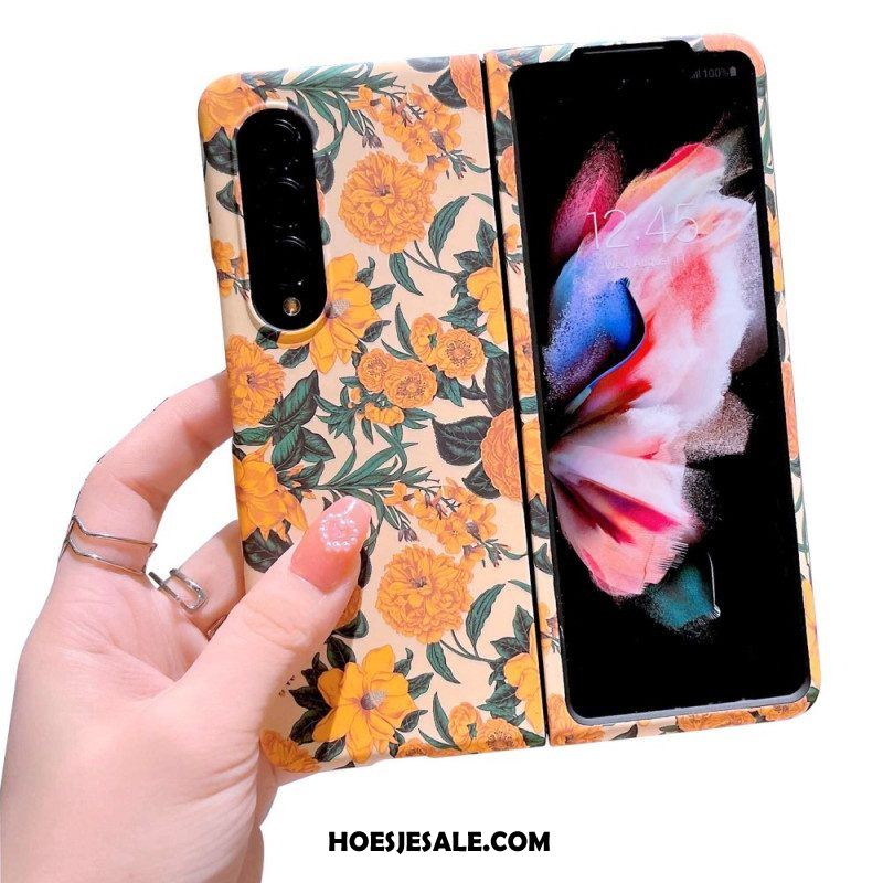 Hoesje voor Samsung Galaxy Z Fold 4 Bloemen Behang