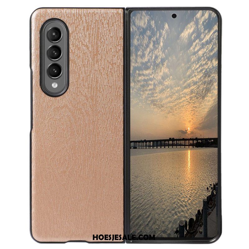 Hoesje voor Samsung Galaxy Z Fold 4 Kunstleer Houtstructuur