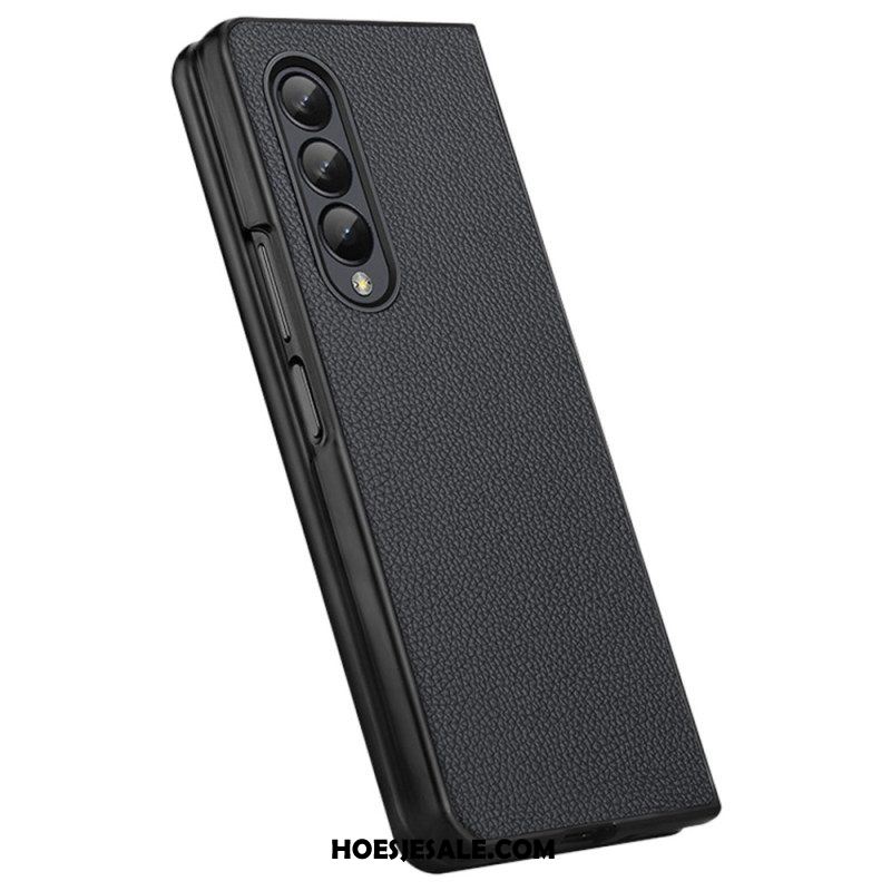 Hoesje voor Samsung Galaxy Z Fold 4 Litchi Echt Leer