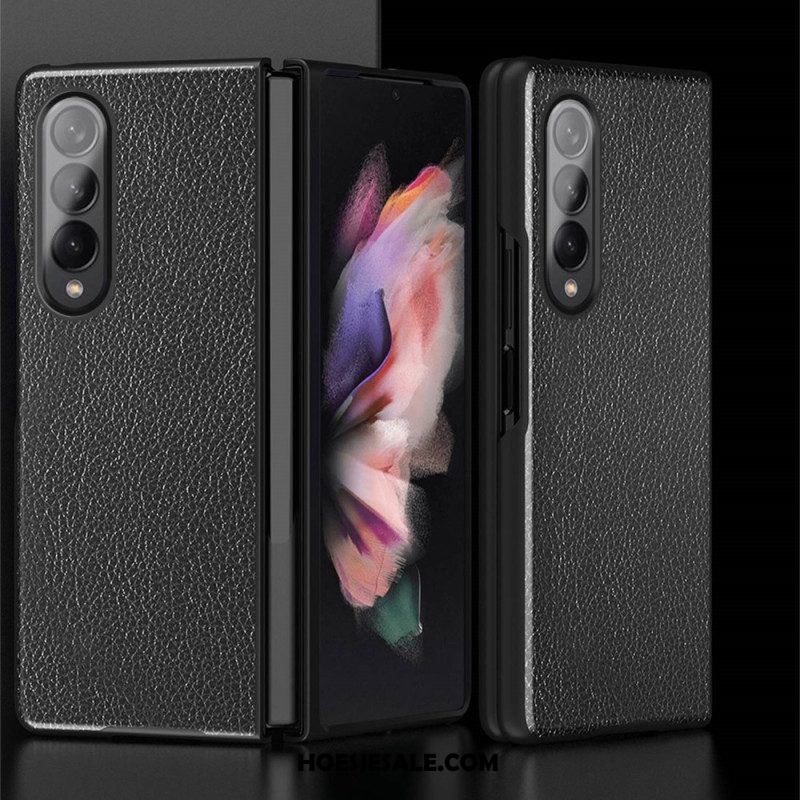 Hoesje voor Samsung Galaxy Z Fold 4 Lychee Gecoat Kunstleer