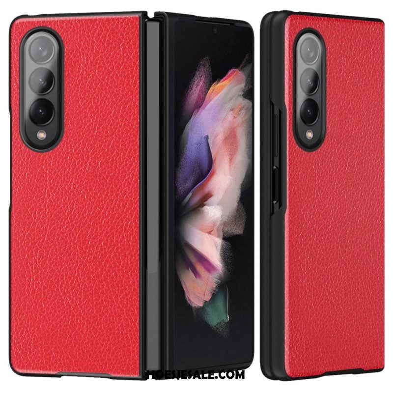 Hoesje voor Samsung Galaxy Z Fold 4 Lychee Gecoat Kunstleer