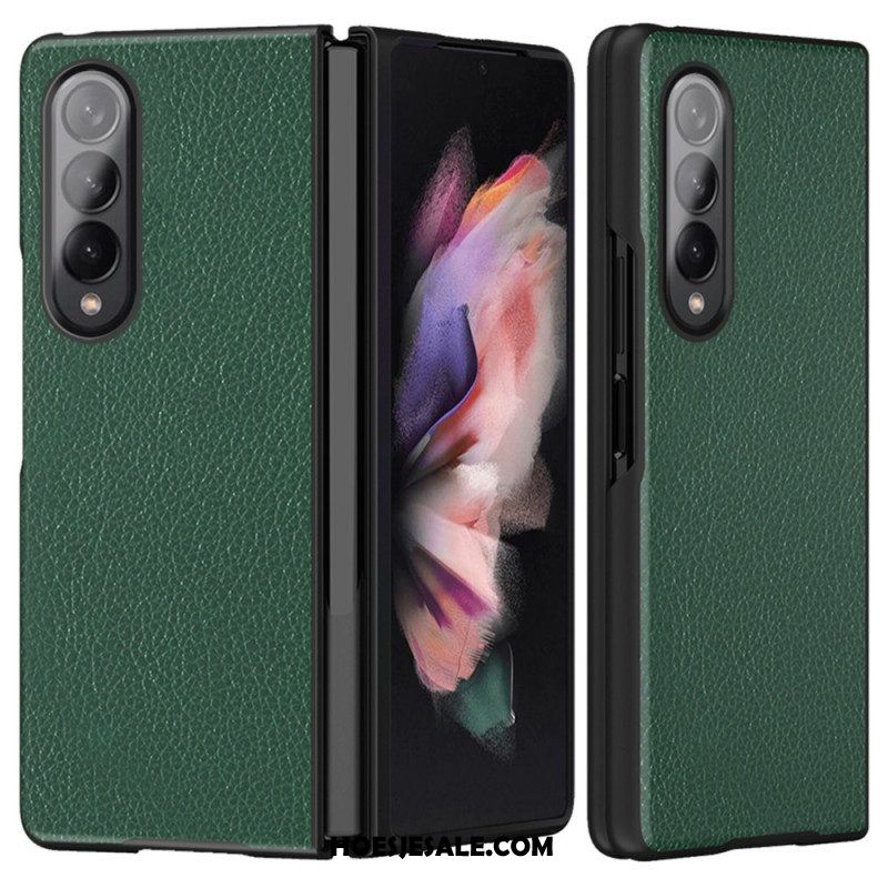 Hoesje voor Samsung Galaxy Z Fold 4 Lychee Gecoat Kunstleer