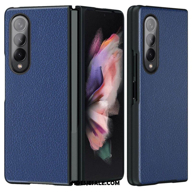 Hoesje voor Samsung Galaxy Z Fold 4 Lychee Gecoat Kunstleer