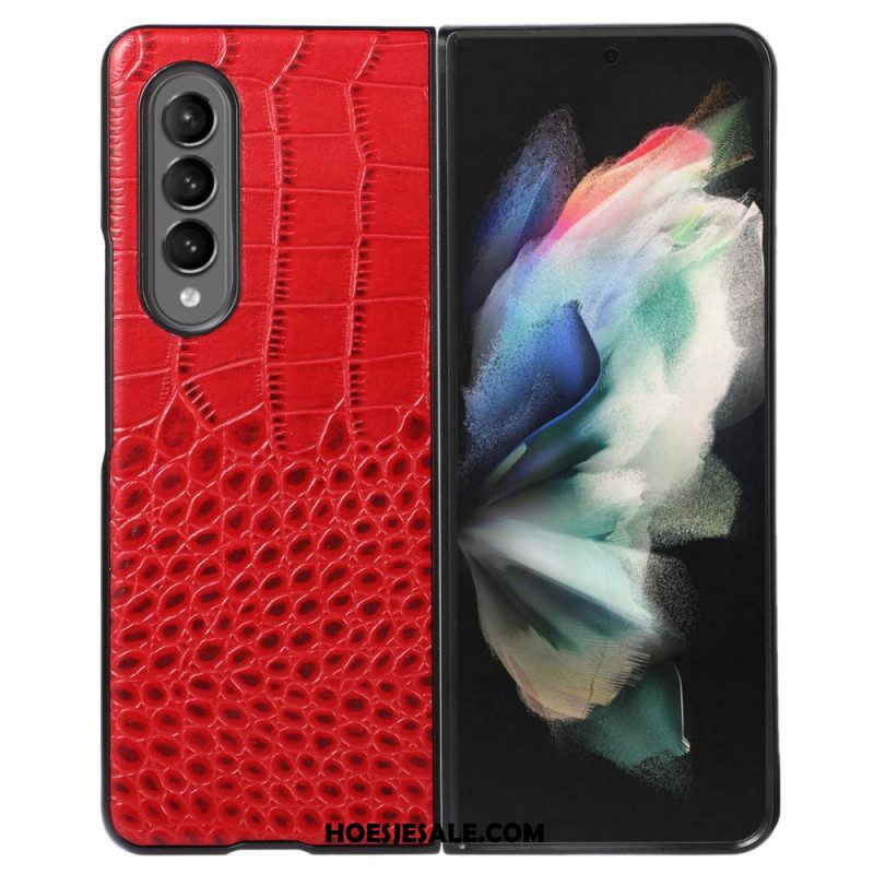 Hoesje voor Samsung Galaxy Z Fold 4 Trendy Echt Leer Met Krokodileffect