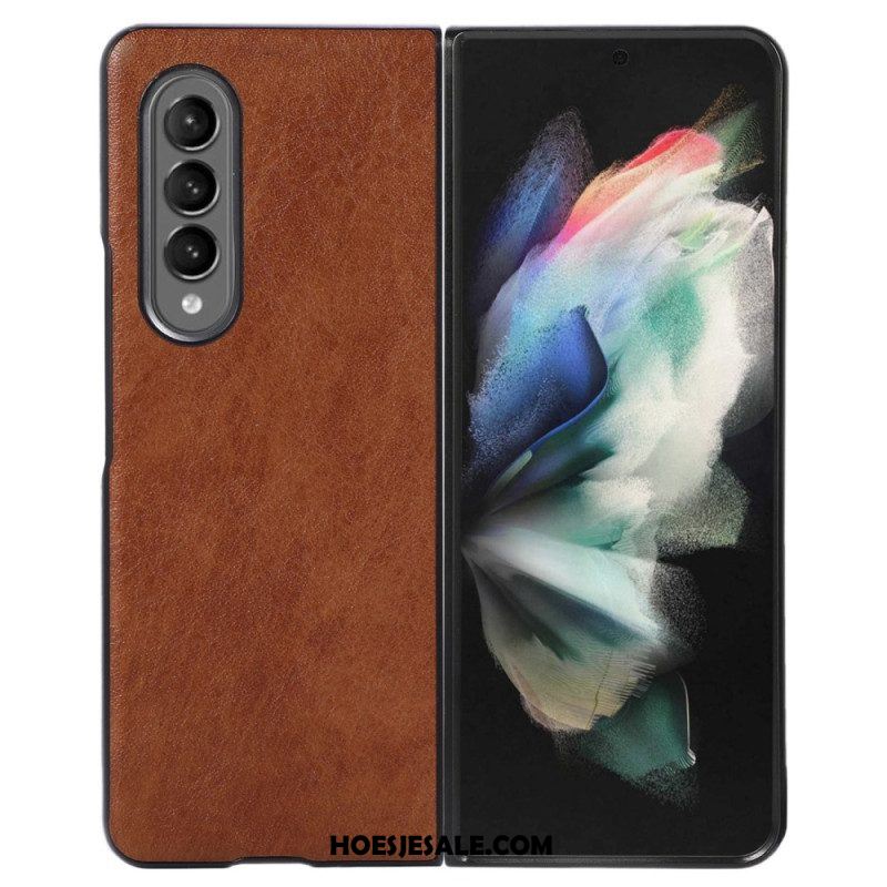 Hoesje voor Samsung Galaxy Z Fold 4 Tweekleurig Kunstleer Met Textuur