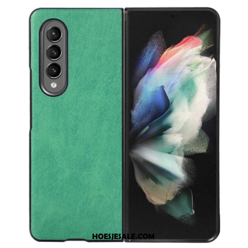 Hoesje voor Samsung Galaxy Z Fold 4 Tweekleurig Kunstleer Met Textuur