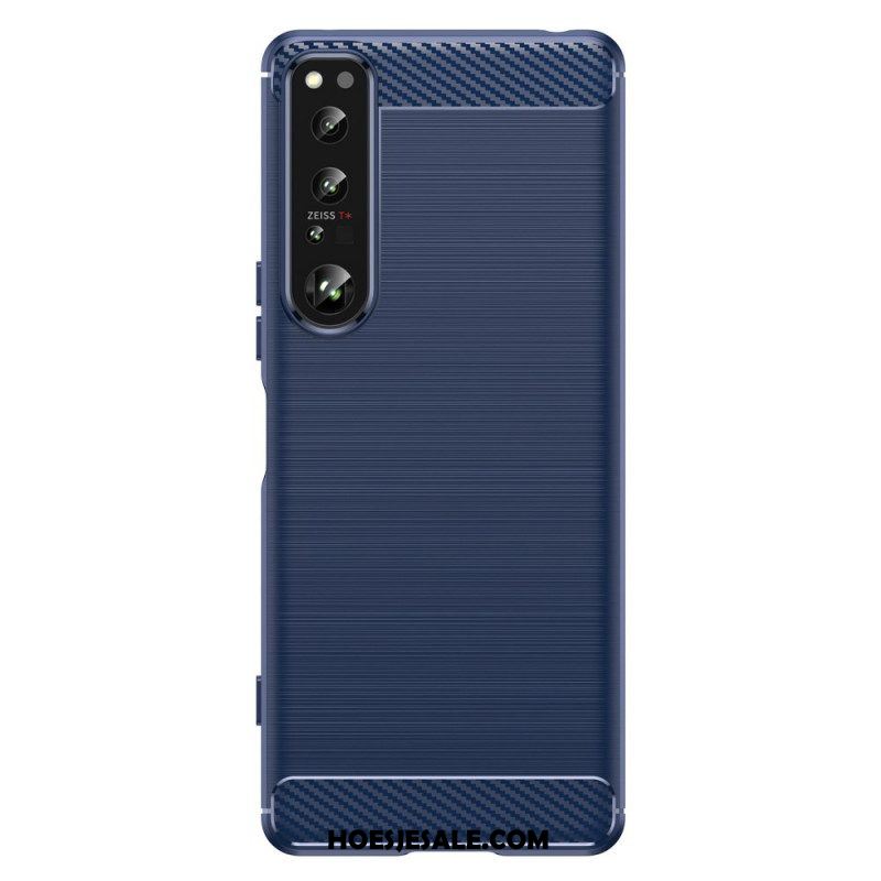 Hoesje voor Sony Xperia 1 IV Geborstelde Koolstofvezel