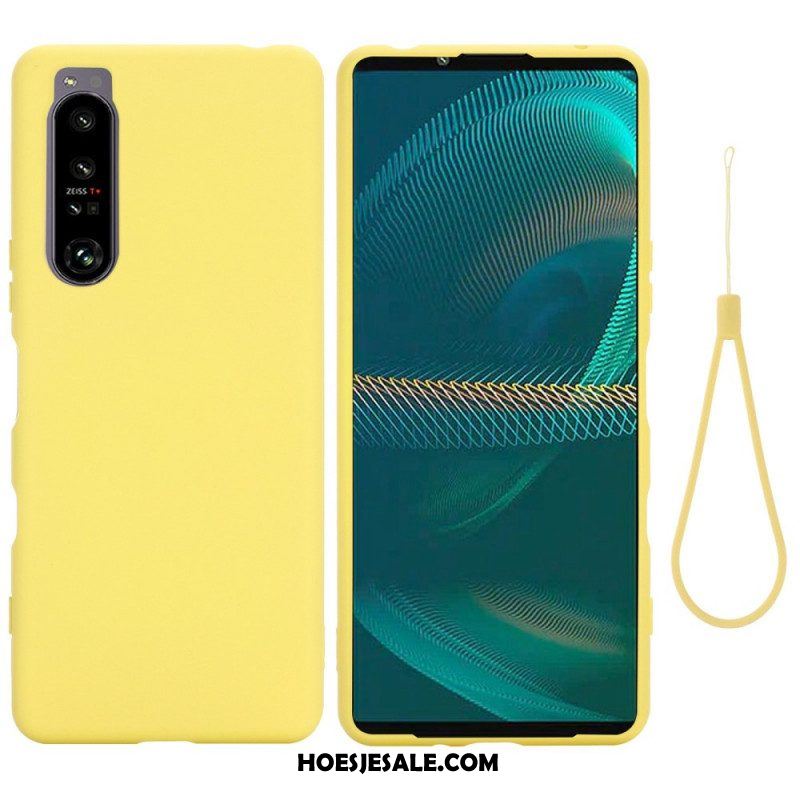 Hoesje voor Sony Xperia 1 IV Met Ketting Vloeibare Siliconen Met Bandjes