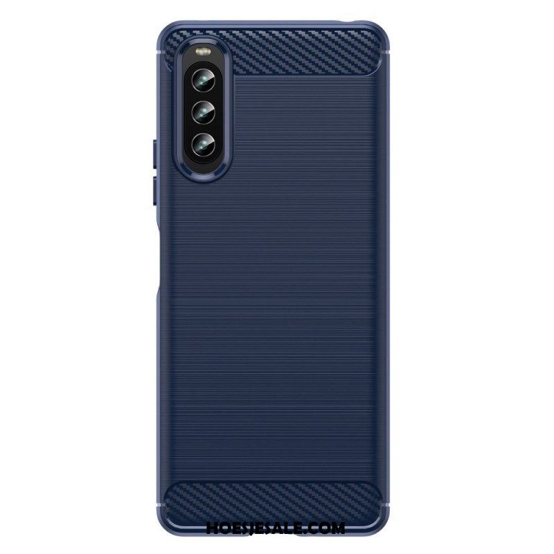 Hoesje voor Sony Xperia 10 IV Geborstelde Koolstofvezel