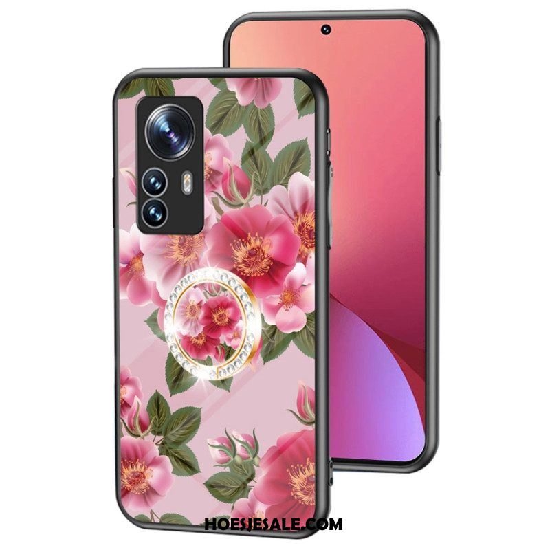 Hoesje voor Xiaomi 12 / 12X Gehard Glas Met Bloemenring