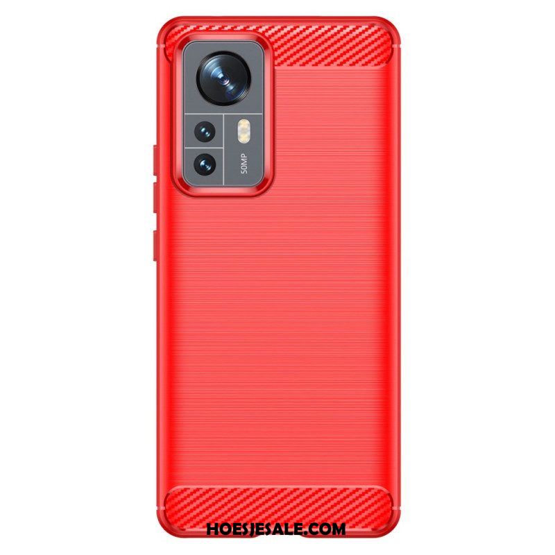 Hoesje voor Xiaomi 12 Pro Geborstelde Koolstofvezel