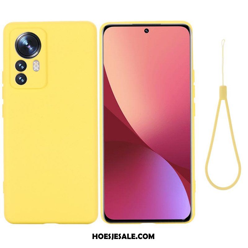Hoesje voor Xiaomi 12 Pro Vloeibare Siliconen Met Sleutelkoord