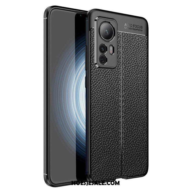 Hoesje voor Xiaomi 12T / 12T Pro Dubbellijnig Litchi-leereffect