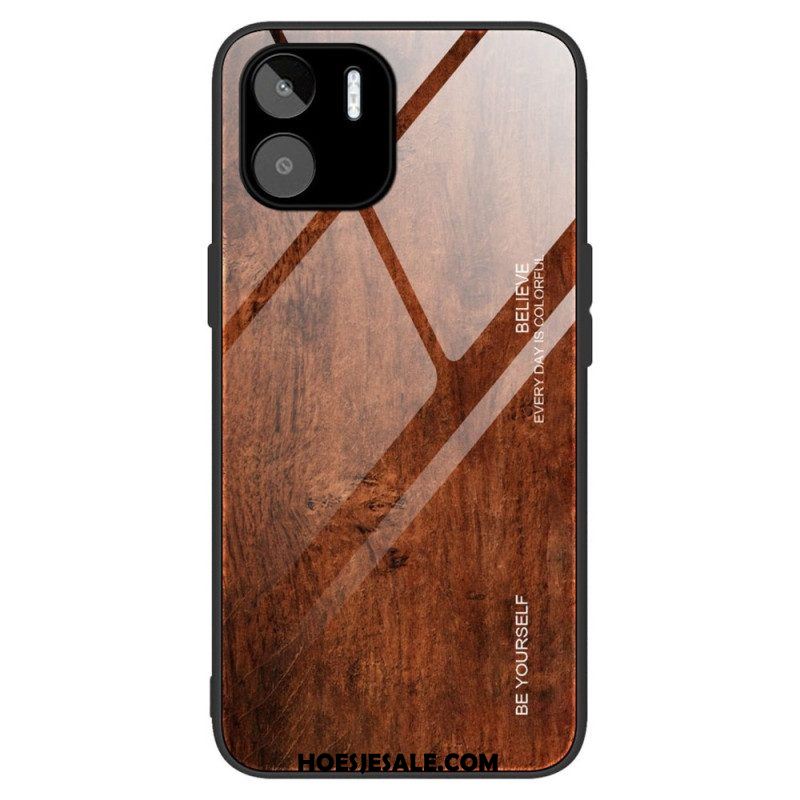 Hoesje voor Xiaomi Redmi A1 Houtdesign Gehard Glas