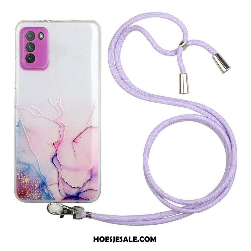 Hoesje voor Xiaomi Redmi Note 10 5G Met Koord Met Marmeren Koord