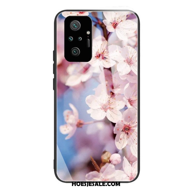 Hoesje voor Xiaomi Redmi Note 10 Pro Gehard Glas Realistische Bloemen