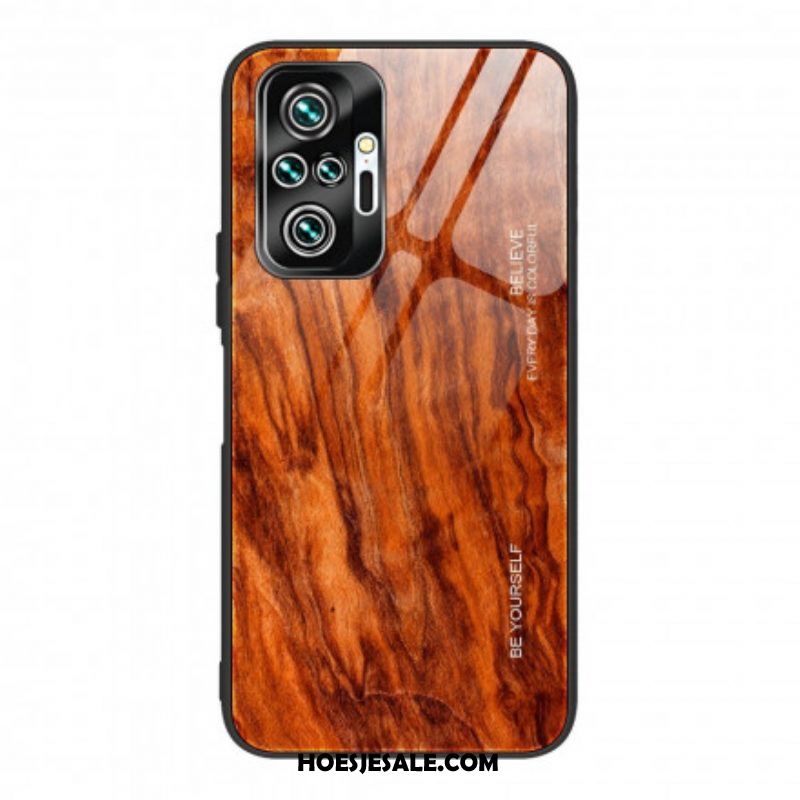 Hoesje voor Xiaomi Redmi Note 10 Pro Houtdesign Gehard Glas