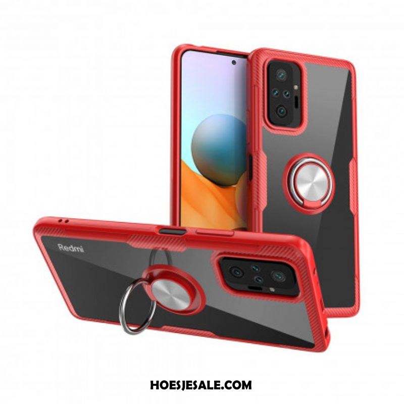 Hoesje voor Xiaomi Redmi Note 10 Pro Koolstofvezel Metalen Ring