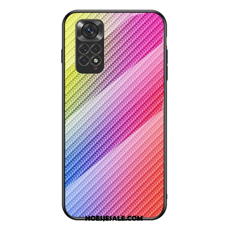 Hoesje voor Xiaomi Redmi Note 11 / 11S Koolstofvezel Gehard Glas