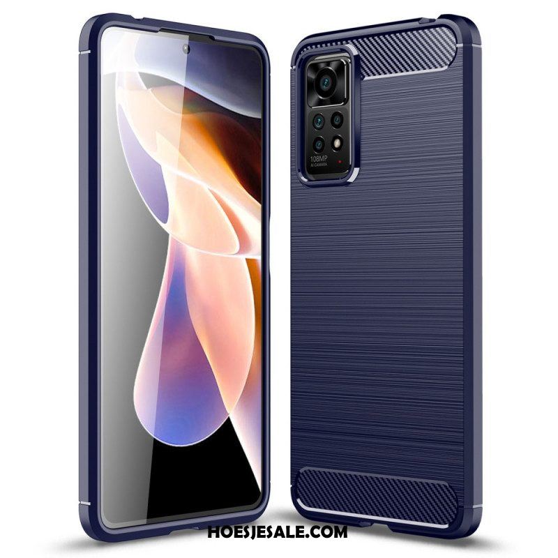 Hoesje voor Xiaomi Redmi Note 11 Pro / 11 Pro 5G Geborstelde Koolstofvezel