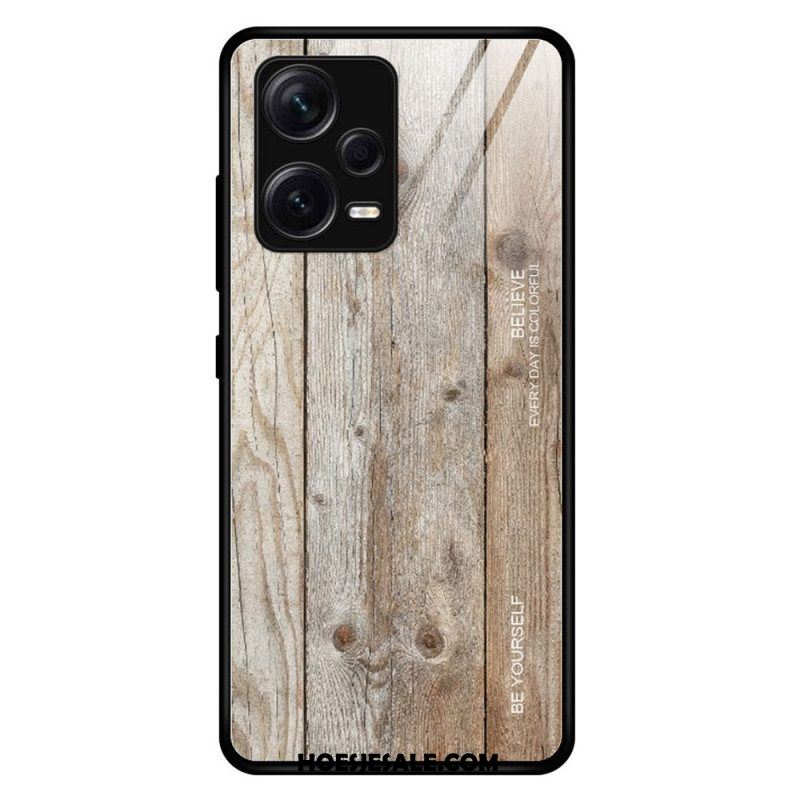 Hoesje voor Xiaomi Redmi Note 12 Pro Plus Houtdesign Gehard Glas