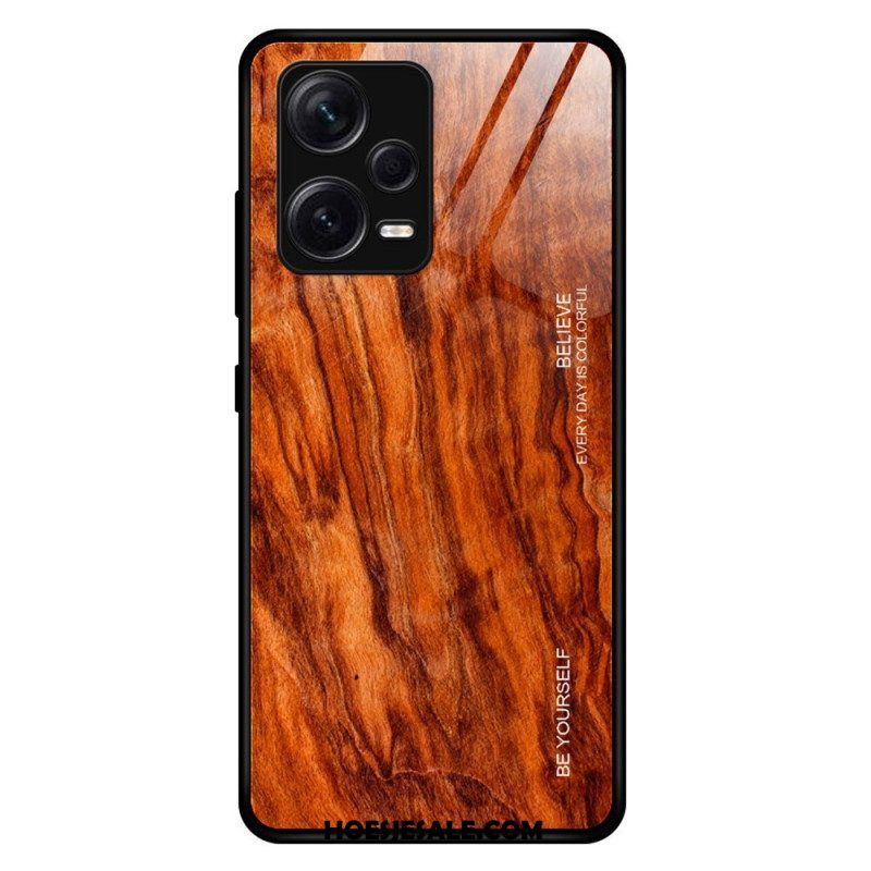 Hoesje voor Xiaomi Redmi Note 12 Pro Plus Houtdesign Gehard Glas