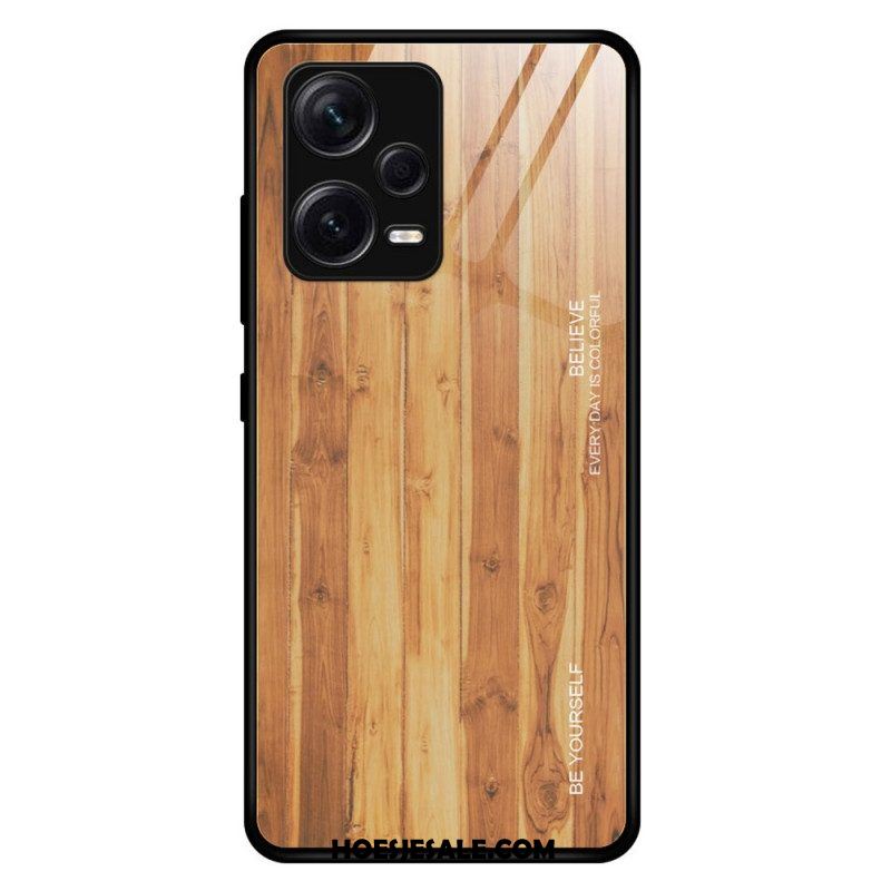 Hoesje voor Xiaomi Redmi Note 12 Pro Plus Houtdesign Gehard Glas