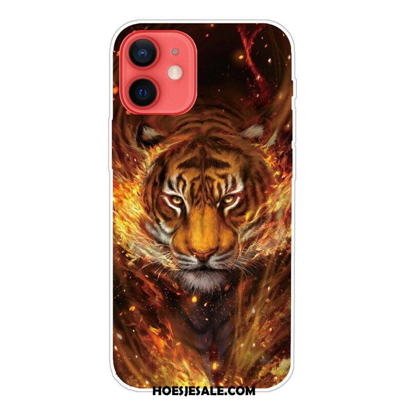 Hoesje voor iPhone 13 Mini Flexibele Tijger