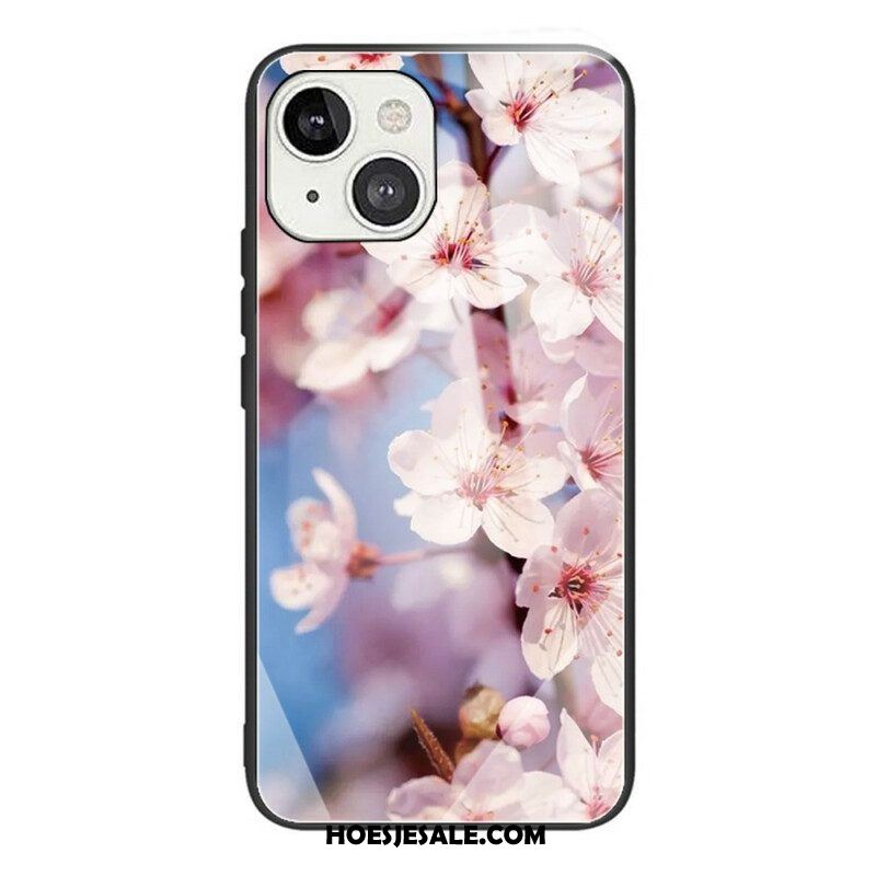 Hoesje voor iPhone 13 Mini Gehard Glas Realistische Bloemen