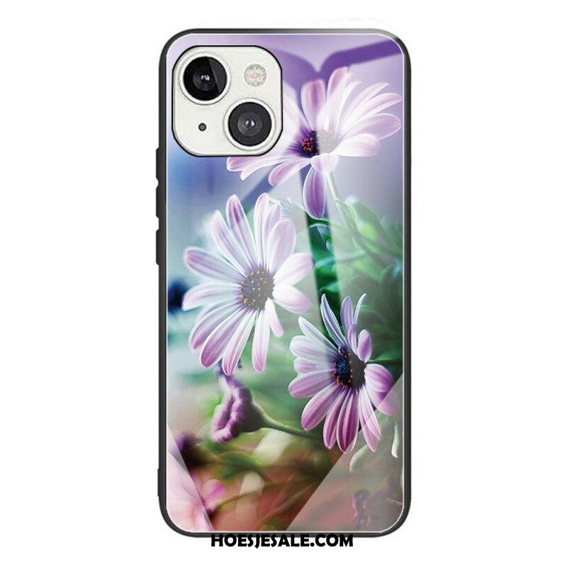 Hoesje voor iPhone 13 Mini Gehard Glas Realistische Bloemen