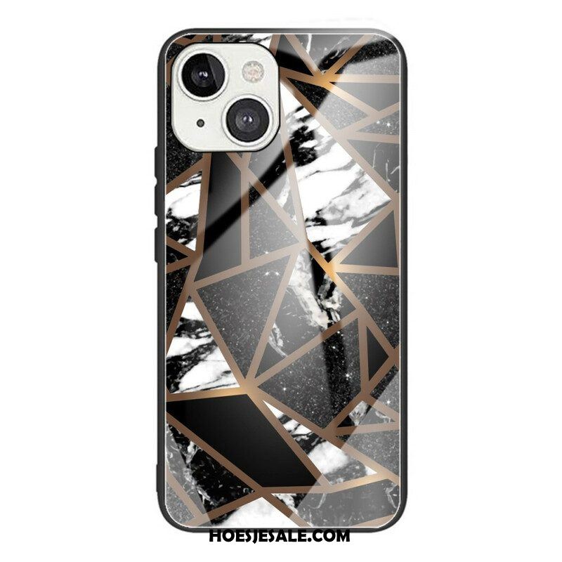 Hoesje voor iPhone 13 Mini Geometrie Marmer Gehard Glas