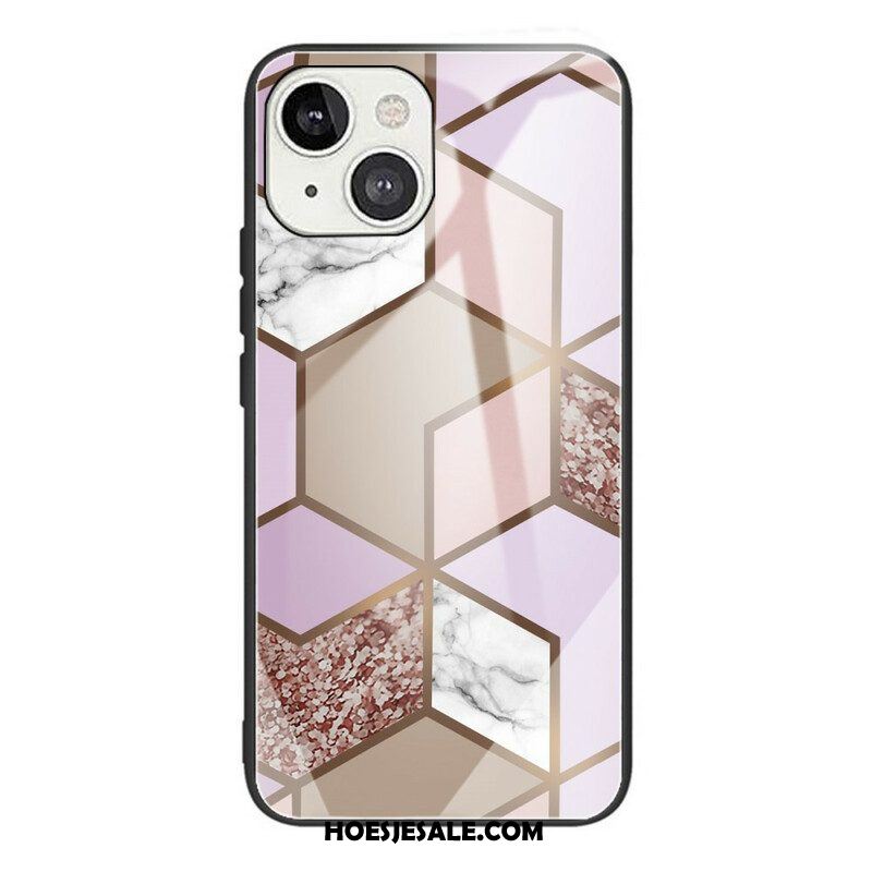 Hoesje voor iPhone 13 Mini Geometrie Marmer Gehard Glas