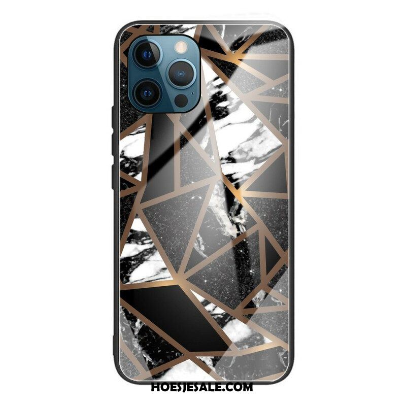 Hoesje voor iPhone 13 Pro Geometrie Marmer Gehard Glas