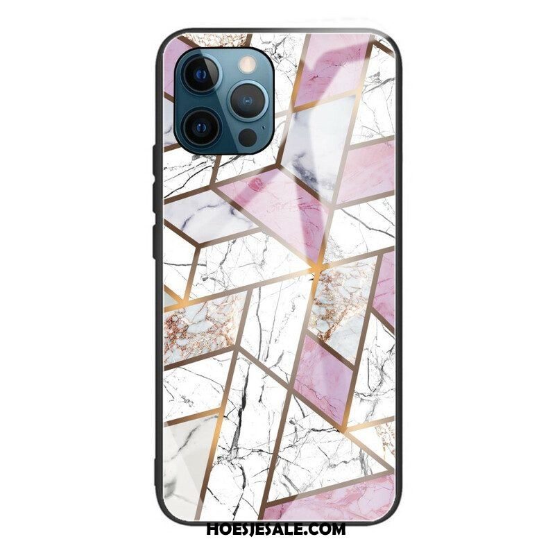 Hoesje voor iPhone 13 Pro Geometrie Marmer Gehard Glas