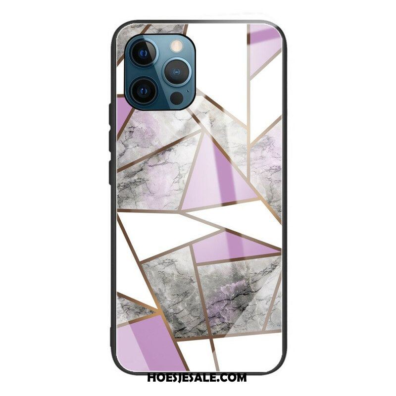 Hoesje voor iPhone 13 Pro Geometrie Marmer Gehard Glas