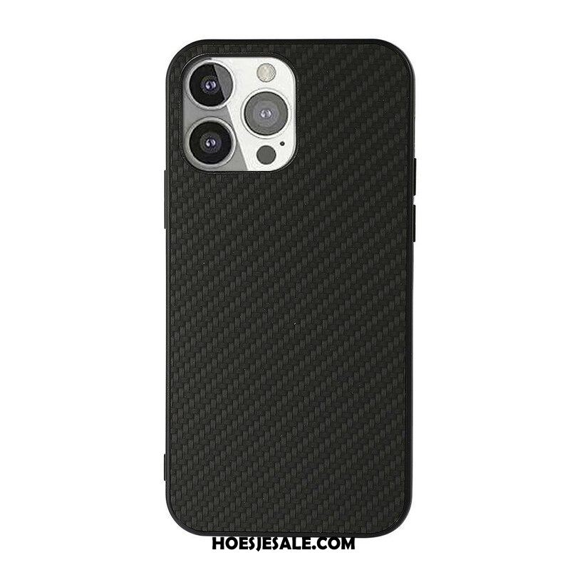 Hoesje voor iPhone 13 Pro Koolstofvezeltextuur Met Leereffect