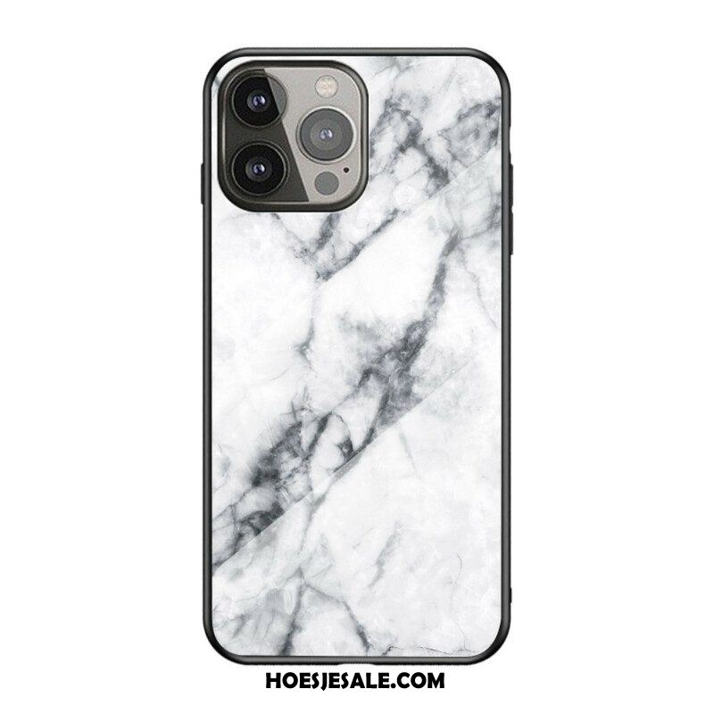 Hoesje voor iPhone 13 Pro Marmeren Kleuren Gehard Glas