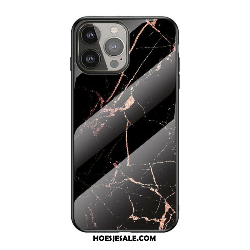 Hoesje voor iPhone 13 Pro Marmeren Kleuren Gehard Glas