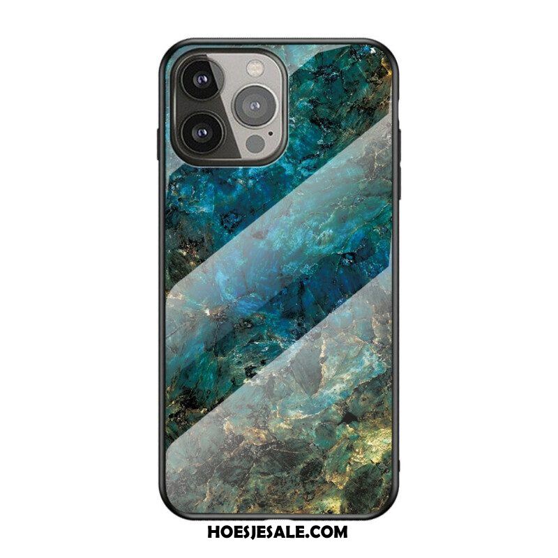 Hoesje voor iPhone 13 Pro Marmeren Kleuren Gehard Glas