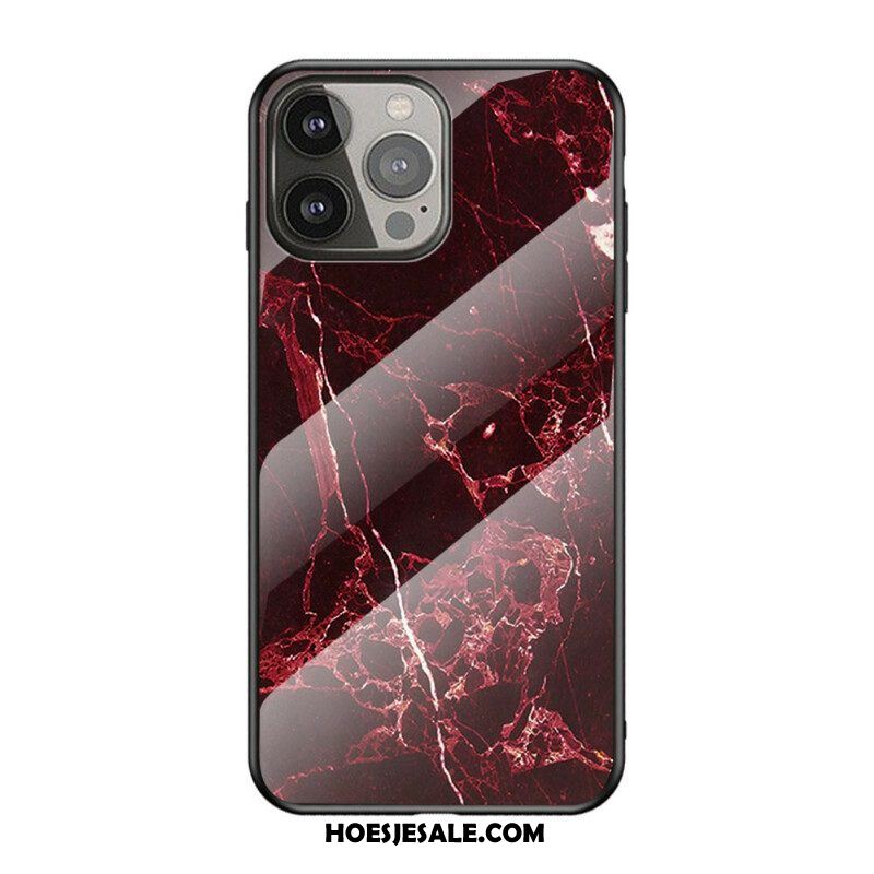 Hoesje voor iPhone 13 Pro Marmeren Kleuren Gehard Glas